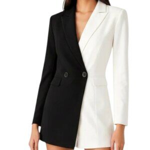 Endless Rose NWT Colorblock Contrast Blazer Romper Small Tuxedo Black White